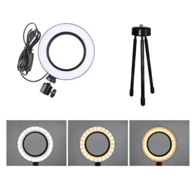 Iluminador de Mesa DAFUSHOP Ring Light LED 16cm com Tripé