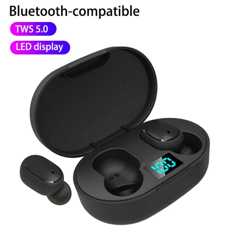 Fones de Ouvido Sem Fio E6S TWS Bluetooth à Prova d'Água com Cancelamento de Ruído LED e Microfone