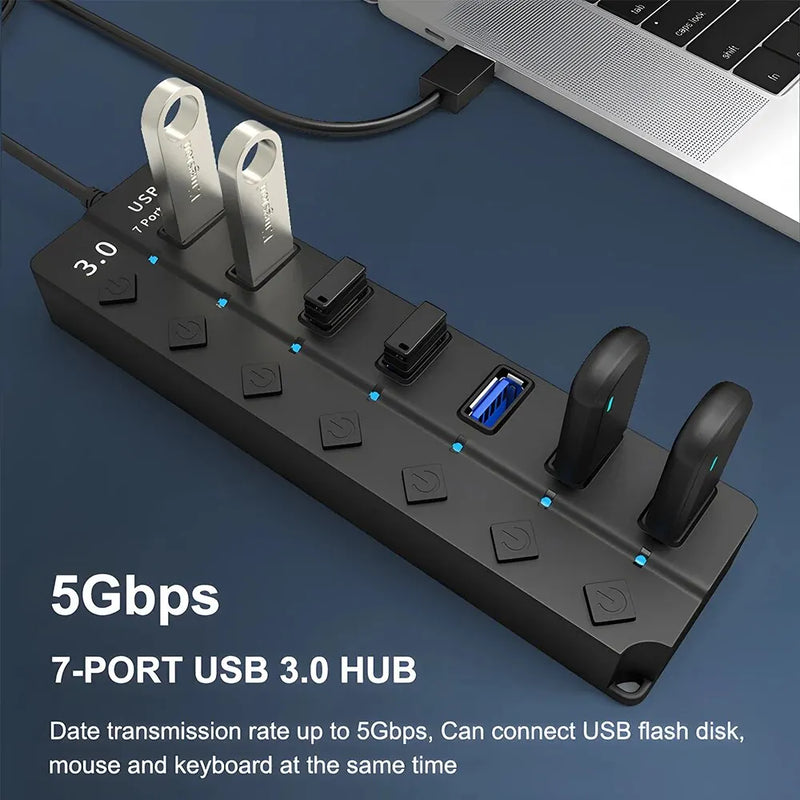 Hub USB DBIT 7-IN-1 Adaptador Multi-Hub com Switch Independente 🚀