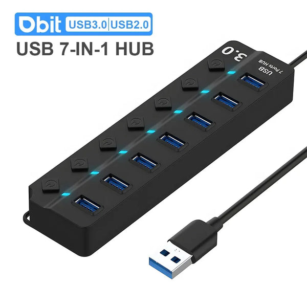 Hub USB DBIT 7-IN-1 Adaptador Multi-Hub com Switch Independente 🚀